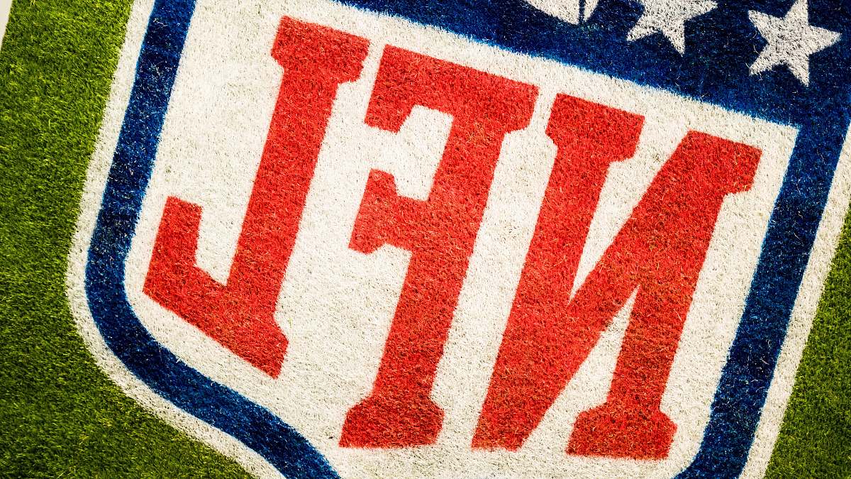 united states aerial photography of NFL logo printed on field new york